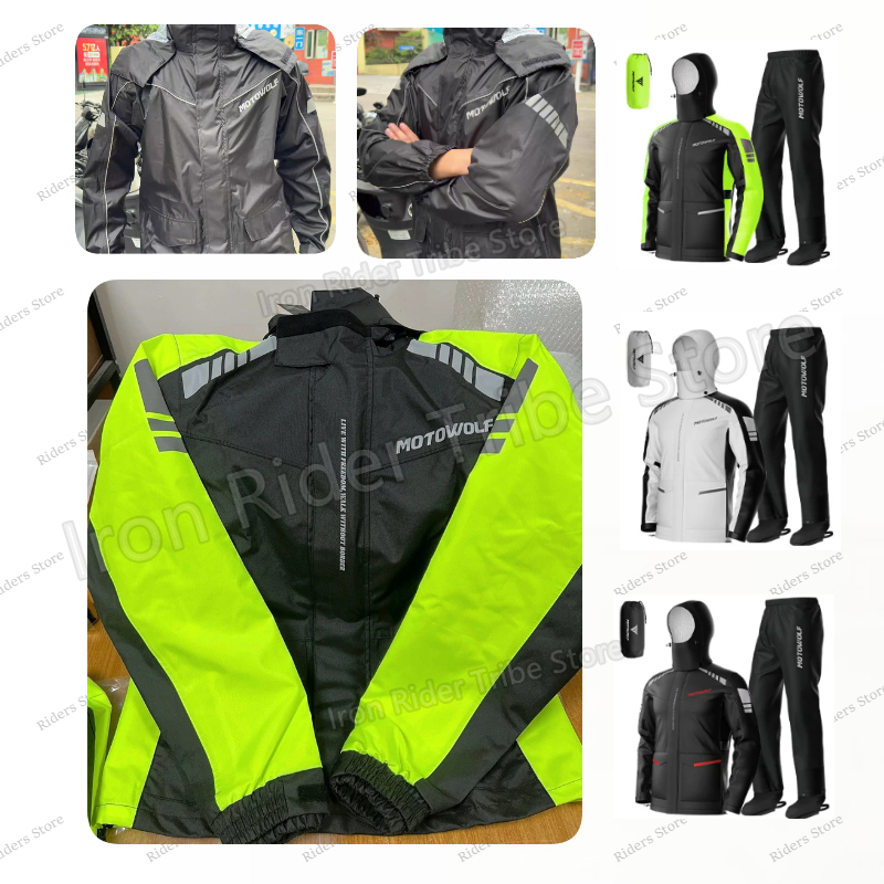 Cycling Commuter Rain Jacket - Motowolf Waterproof Reflective Motorcycle Rain Jacket