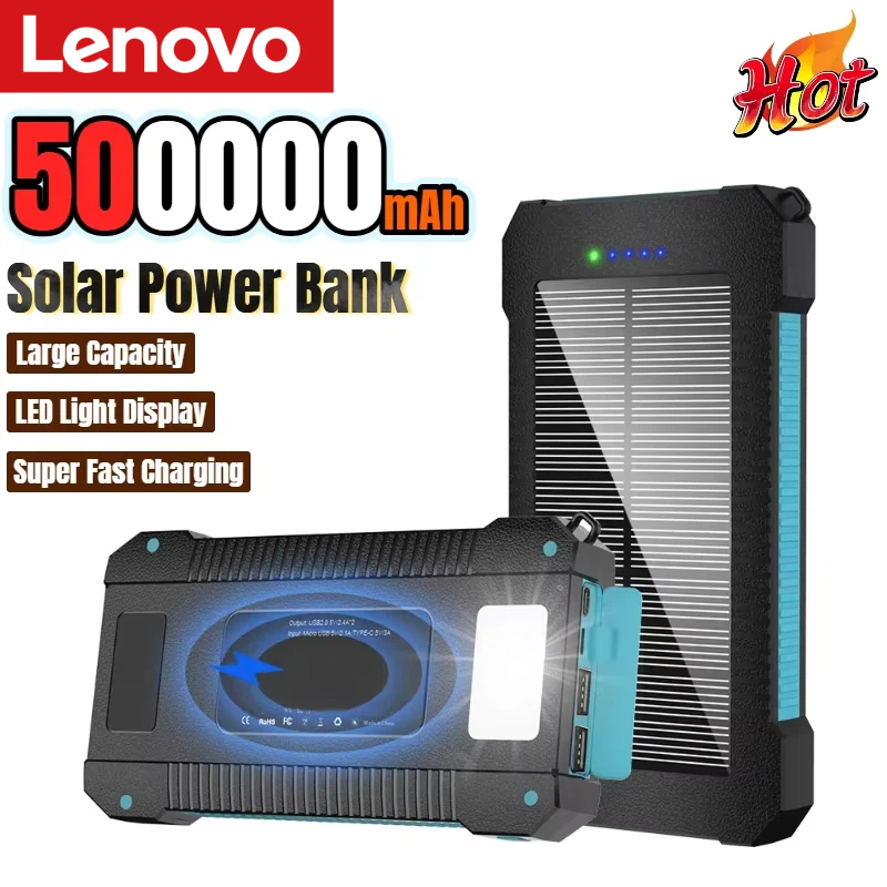 Usb Charger Dynamo - Lenovo 500000mAh Solar Power Bank Large