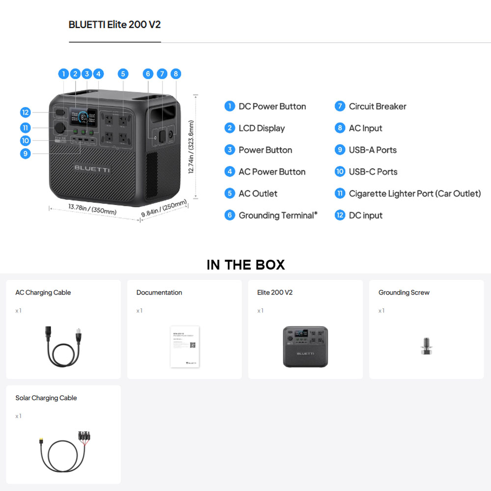 【Renew】BLUETTI Elite 200 V2 Po - Usb Charger Dynamo recension och pris