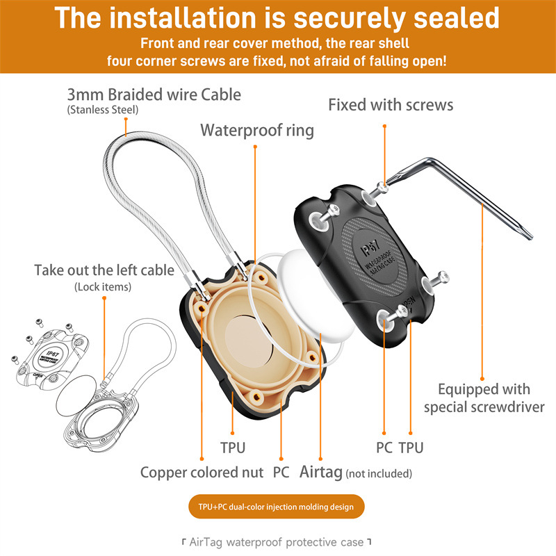 Airtag Holder with Wire Cable, - Chain Lock Combination recension och pris